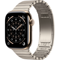 Apple Watch Series 11, 46mm, Gold Titanium Case with Natural Link Bracelet