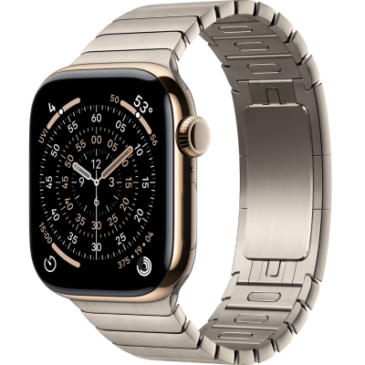 Apple Watch Series 11, 46mm, Gold Titanium Case with Natural Link Bracelet