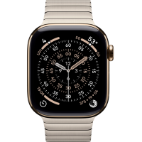 Apple Watch Series 11, 46mm, Gold Titanium Case with Natural Link Bracelet
