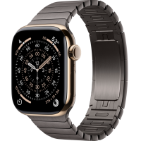 Apple Watch Series 11, 46mm, Gold Titanium Case with Slate Link Bracelet