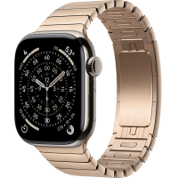 Apple Watch Series 11, 46mm, Natural Titanium Case with Gold Link Bracelet