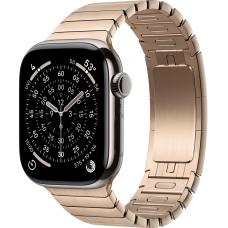 Apple Watch Series 11, 46mm, Natural Titanium Case with Gold Link Bracelet