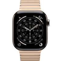 Apple Watch Series 11, 46mm, Natural Titanium Case with Gold Link Bracelet