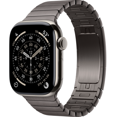 Apple Watch Series 11, 46mm, Natural Titanium Case with Slate Link Bracelet