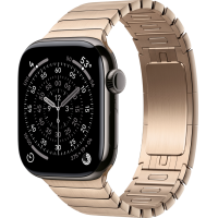 Apple Watch Series 11, 46mm, Slate Titanium Case with Gold Link Bracelet