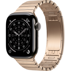 Apple Watch Series 11, 46mm, Slate Titanium Case with Gold Link Bracelet