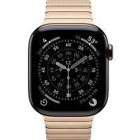 Apple Watch Series 11, 46mm, Slate Titanium Case with Gold Link Bracelet