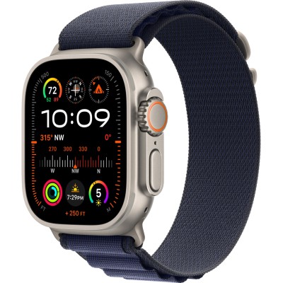 Apple Watch Ultra 2 (2024) GPS + Cellular, 49 мм, корпус из бежевого титана, ремешок Alpine тёмно-синего цвета, L