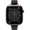 Apple Watch Hermes Series 10 42mm, Silver Titanium, Twill Jump Attelage Single Tour, Noir/Gold "MXJE3"