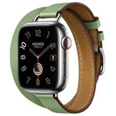 Apple Watch Hermes Series 10 42mm, Silver Titanium, Double Tour, Vert Criquet