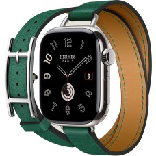 Apple Watch Hermes Series 10 42mm, Silver Titanium, Hapi Double Tour, Vert Moyen "H42DAPG"