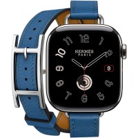 Apple Watch Hermes Series 10 42mm, Silver Titanium, Hapi Double Tour, Bleu de France "H42DAPS"