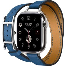 Apple Watch Hermes Series 10 42mm, Silver Titanium, Hapi Double Tour, Bleu de France "H42DAPS"