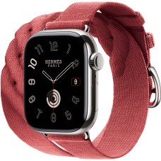 Apple Watch Hermes Series 10 42mm, Silver Titanium, Torsade Double Tour, Rouge Grenat "MXK03"