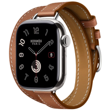 Apple Watch Hermes Series 10 42mm, Silver Titanium, Attelage Double Tour, Gold