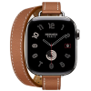 Apple Watch Hermes Series 10 42mm, Silver Titanium, Attelage Double Tour, Gold
