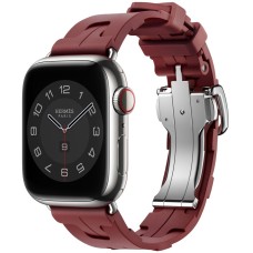 Apple Watch Hermes Series 10 42mm, Silver Titanium, Kilim Single Tour, Rouge H
