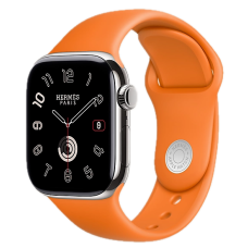 Apple Watch Hermes Series 10 46mm, Silver Titanium, Sport Band, M/L, Orange