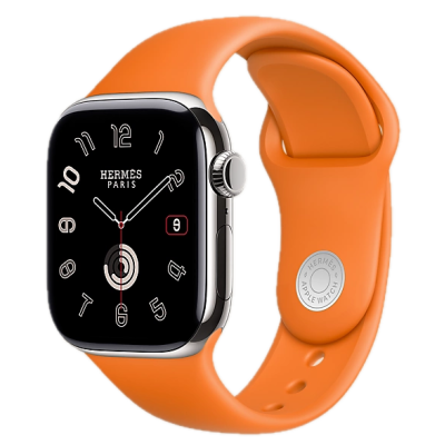 Apple Watch Hermes Series 10 46mm, Silver Titanium, Sport Band, M/L, Orange