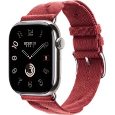 Apple Watch Hermes Series 10 46mm, Silver Titanium, Torsade Single Tour, Rouge Grenat "MXK23"