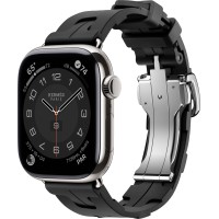 Apple Watch Hermes Series 10 46mm, Silver Titanium, Kilim Single Tour, Noir "MXJN3"