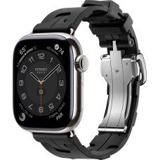 Apple Watch Hermes Series 10 46mm, Silver Titanium, Kilim Single Tour, Noir "MXJN3"