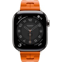 Apple Watch Hermes Series 10 46mm, Silver Titanium, Kilim Single Tour, Orange "MXJM3"
