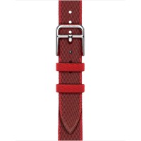Apple Watch Hermes Series 10 42mm, Silver Titanium, Twill Jump Single Tour, Rouge Grenat / Vermillon "MXJF3"