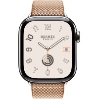 Apple Watch Hermes Series 10 42mm, Silver Titanium, Toile H Single Tour, Gold/Ecru "H9450"