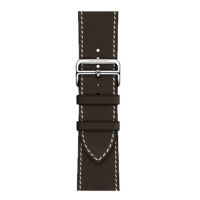Apple Watch Hermes Series 10 46mm, Silver Titanium, Barénia Leather Single Tour Deployment Buckle, Ebène