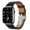 Apple Watch Hermes Series 10 46mm, Silver Titanium, Swift Leather Single Tour Deployment Buckle, Noir Apple Watch Hermes Series 10 46mm, Silver Titanium, Swift Leather Single Tour Deployment Buckle, Noir