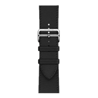 Apple Watch Hermes Series 10 46mm, Silver Titanium, Swift Leather Single Tour Deployment Buckle, Noir