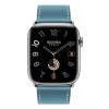 Apple Watch Hermes Series 10 46mm, Silver Titanium, Swift Leather Single Tour, Bleu Jean