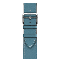 Apple Watch Hermes Series 10 46mm, Silver Titanium, Swift Leather Single Tour, Bleu Jean