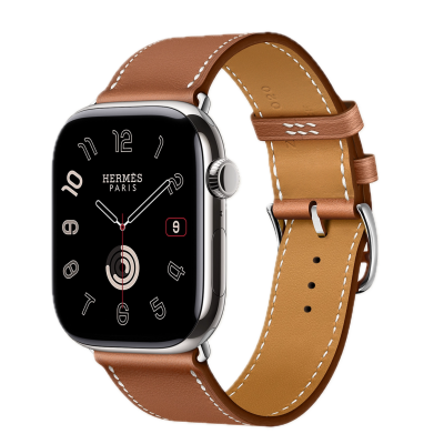 Apple Watch Hermes Series 10 46mm, Silver Titanium, Leather Single Tour, Gold