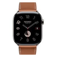 Apple Watch Hermes Series 10 46mm, Silver Titanium, Leather Single Tour, Gold
