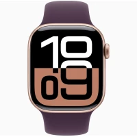 Apple Watch Series 10 42mm, Rose Gold Aluminum, Case with Sport Band, Plum, M/L
