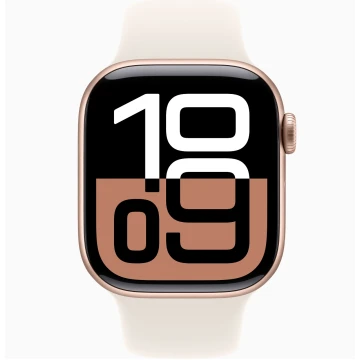 Apple Watch Series 10 42mm, Rose Gold Aluminum, Case with Sport Band, Starlight, M/L