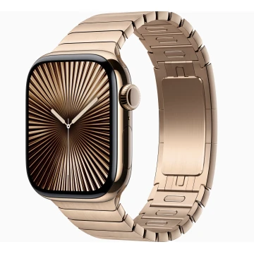 Apple Watch Series 10 42mm, Gold Titanium, Stainless Steel Link Bracelet, Gold