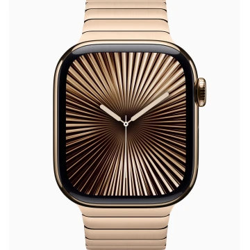 Apple Watch Series 10 42mm, Gold Titanium, Stainless Steel Link Bracelet, Gold
