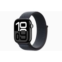 Apple Watch Series 10 42mm, Jet Black Aluminum, Case with Textile Sport Loop, Ink
