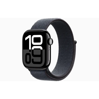 Apple Watch Series 10 42mm, Jet Black Aluminum, Case with Textile Sport Loop, Ink