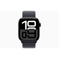 Apple Watch Series 10 42mm, Jet Black Aluminum, Case with Textile Sport Loop, Ink