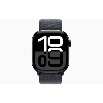 Apple Watch Series 10 42mm, Jet Black Aluminum, Case with Textile Sport Loop, Ink