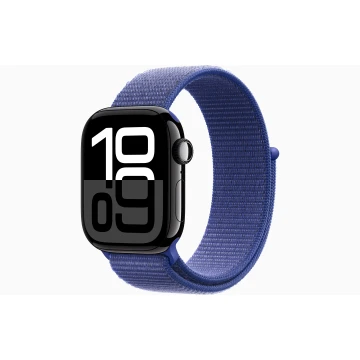Apple Watch Series 10 42mm, Jet Black Aluminum, Case with Textile Sport Loop, Ultramarine