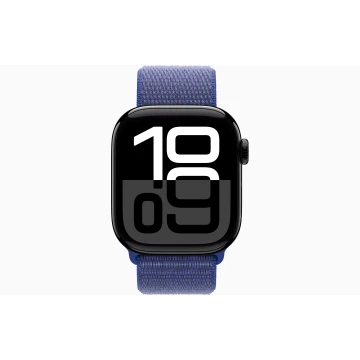 Apple Watch Series 10 42mm, Jet Black Aluminum, Case with Textile Sport Loop, Ultramarine