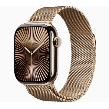 Apple Watch Series 10 42mm, Gold Titanium, Stainless Steel Milanese Loop, Gold