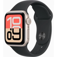 Apple Watch SE 3, GPS+Cellular, 40mm, Starlight Aluminum Case with Black Sport Band - S/M