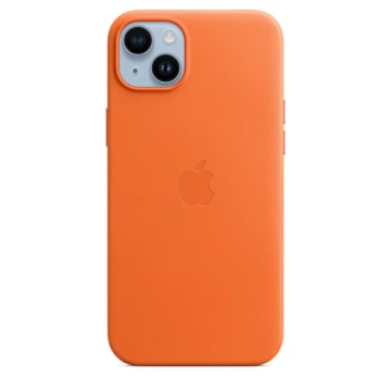 Кожаный чехол Leather Case для iPhone 14, "оранжевый"