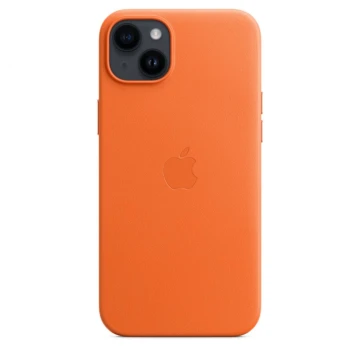 Кожаный чехол Leather Case для iPhone 14, "оранжевый"